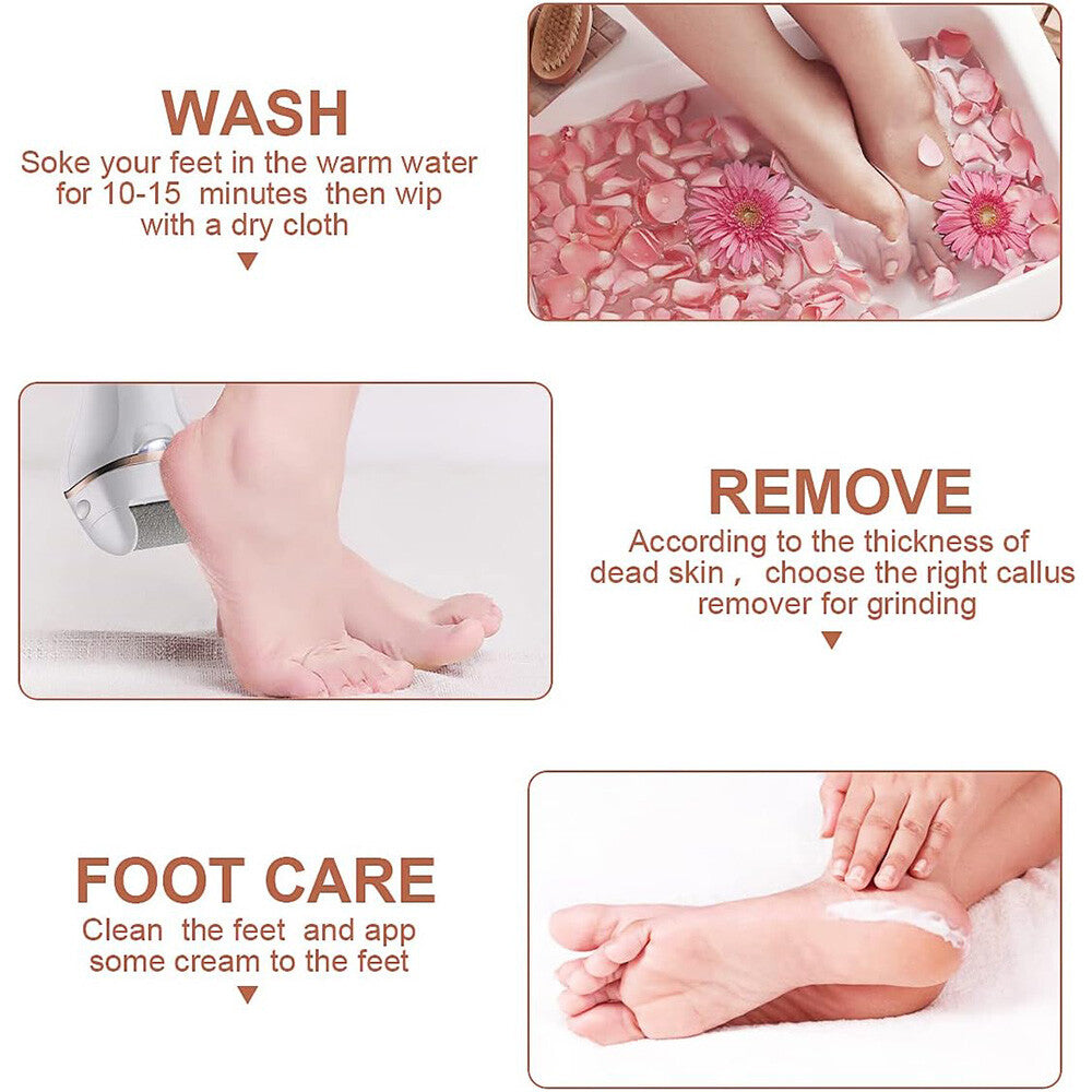 Electric Foot File Rechargeable Callus Hard Skin Remover Feet Pedicure 2 Speeds