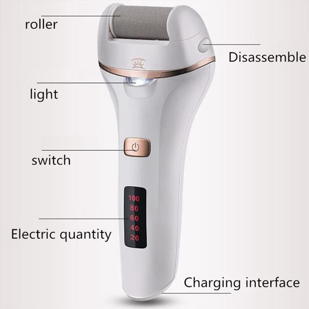 Electric Foot File Rechargeable Callus Hard Skin Remover Feet Pedicure 2 Speeds