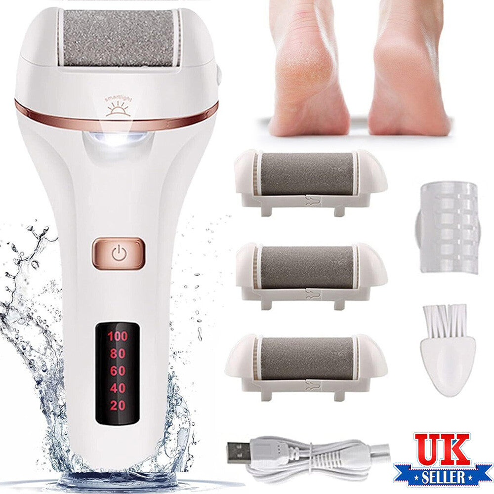 Electric Foot File Rechargeable Callus Hard Skin Remover Feet Pedicure 2 Speeds